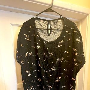 Black floral blouse